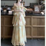 Heavy Industry 7-Meter Swing French Holiday Chopped Fresh Snowflake Short-Sleeved Sling Dress 2026 Summer Skirt
