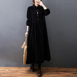 2026 Autumn Dress New Literary And Art Women's Clothing Large-Size Leisure Warm Wick Velvet Collar Long Swing Dress Women