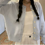 KANING Light Blue Languid Knitted Jersey Coat 2026 New Soft-Cuffed Long-Sleeved Top