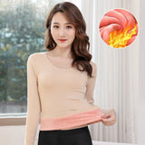 Fashion Plus Thick Warm Round Collar Long-Sleeved T-Shirt Women Autumn And Winter Solid Color Tight Body On The Bottom Shirt Clothes
