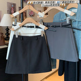 Real Shooting 2026 Spring And Summer Half Skirt Women's A Skirt Pure Color Fashion High-Waist Thin Temperament Short Skirt To Give Belt