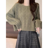 Kaning Fashion Round-Necked Jasmine Knitted Shirt 2026 Autumn And Winter New Blouse With Lazy Wind Sweater