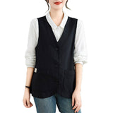 Real Shooting Cotton Cana Woman Short 2026 Spring Summer Korean Version Of The Middle-Of-Age Mother Retro Shoulder Horse Clip Wearing Thin Vest