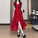 Red Dress Dress Women's Summer 2025 New Popular Explosion This Year's Huge Look Niche Beautiful Waist-Bendered Long Dress