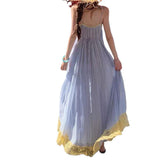 Summer Chiffon Splicing Lace Sling Dress Femininity Gentle Wind Loose Holiday Dress