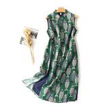 Cheongsam Improved Summer New Jasmin National Style Retro Print Buckle Sleeveless Dress Thin Dress Small Fresh