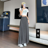 Grey Half-Dress Women's Summer New Tight Waist Thin Swing A-Word Long Skirt
