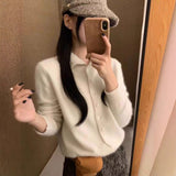 KANING Orange Collar Star Buckle Knitted Cardigan Women's New Spring 2026 High-End Soft-Collared Sweater
