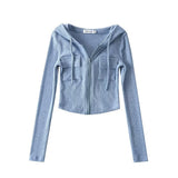 Thick Knitting Pit Hooded Zip-Up Tops Slimy Hottie Hoodie Long Sleeves