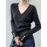 Kaning Port Wind Soft-Crysted Knitted Jersey 2026 Autumn And Winter New Solid Color V-Neck Thin Inside The Bottom Sweater