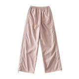 2025 Tight High-Waisted Striped Straight Sweater Women's Autumn Loose Thin Drawstring Tungs Wide Leg Sleet Sleet Sleet Sleet