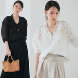 Real Shooting A Large Number Of Goods Summer New Heavy Industry Embroidery Women's Perspective Women's Baseball Lace Shirt Sunscreen Air Conditioning Top