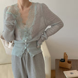 Spring New Lace Sister High-End Knitted Cardigan French Bodywear