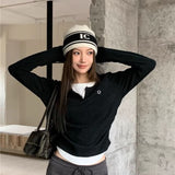 New Fake Two Folded Design Long-Sleeved T-Shirt Women's Autumn And Winter Fashion To Play The Bottom Of The Top Of The Women's T-T-Tao