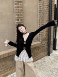 Pure Desire Alone To White Lace Lace Sling T-Shirt Women 2026 Spring And Autumn Folding Bottom Top