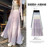 Purple Half-Dress Women's Summer 2025 New High-Rise Thin Leisure A Word Shading Big Folding Long Skirt