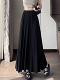 Grey Half-Dress Women's Summer New Tight Waist Thin Swing A-Word Long Skirt