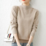 2025 New Beautiful Temperament Half-High-Necked Bottom Shirt Women With A Long-Sleeved Autumn And Winter Sweater