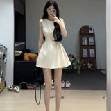 White Royal Sister Style Advanced Sensation A-Floor Dress 2025 New Sleeveless Design Sensing French Dresses Women's Summer