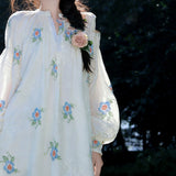 Original Embroidery Heavy Industry Lantern Sleeve Long Sleeves Fat Dress 2026 Spring And Summer New Long Dress