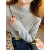 KN Half-High Collar With Sweater Women 2026 Autumn And Winter New Simple Pure Color Skin Soft Bottom Knitted Shirt Woman