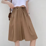 Summer Large-Size Fat MM Tight Waist With Pocket Five-Point Wide Leg Pants Women's Casual Style Loose-Hanging Casual Short Skirts