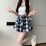 Large-Size Retro High-End Lattice Half-Dress Girl Hottie High-Waisted Strap A-Shaped Skirt With Thin Short Skirt