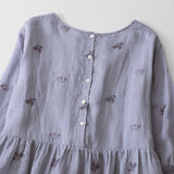 2025 Spring And Summer New Original Design Sesame Loose Large-Size Floating Art Embroidery Cotton Dress