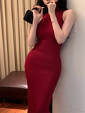 Light-Cooked High-End Feel Pure Windy High-Neck Dress Woman 2025 Summer Hottie Sexy Bag Ass Long Skirt