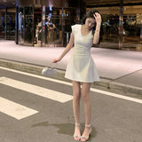 French Fashion Senior Temperament Dress Women Summer New Folds To Receive Thin A-Word Short Skirt Ins Tide