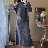 KANING French Lazy Sweater Set Autumn And Winter New Loose Temperament Thin Knitted Skirt Two-Piece