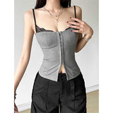 Design Sense Gray Splicing Sling Vest Women Autumn And Winter New Slimming On The Small Clothes