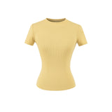 Summer Shoulder Ant Waist T-Shirt Thread Solid Color Foundation Repair Bottom Wide Edge Round Neck Bottom