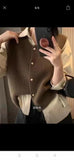 KANING Korean Round-Neck Solid Color Knitted Vest Women Stacked In Autumn And Winter New Single Buckle Loose Outer Sweater