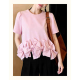 Sweet Wind Pink Short-Sleeved Bow Under The Pendulum Loose Top Woman 2026 Spring Reduced Princess Wind Jacket T-Shirt