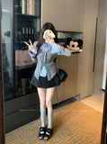 Wood Ear Splicing Tie Sweet Wind Long-Sleeved Woman 2026 Spring And Autumn Design Pure Desire To Repair The Slim Top