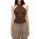 Purely Sexy Hottie Hanging Neck Sling Vest Women Summer New Slim Slim Short Gas Blouse Tide
