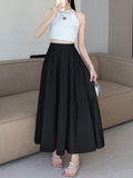 Ins Fashion Folded Lining High-Rise Half-Dress Woman Medium Long Slim Slim Slim Thin Cake Dress Girl