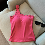 Sexy Oblique Shoulder Strap Sling Sling Vest Women Wearing One Shoulder Design Pics Short Sleeveless Inside The Top