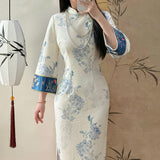 New Chinese Style Plus Velvet Cheongsam Improved Young Print Dress Dress In Autumn And Winter 2025