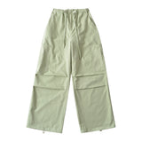 Vintage Water Wash Cotton Casual Workwear Trousers Women Autumn Babes Loose Draw Rope Wide Legs Parachute Trousers