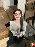 Vintage Strap Design Long-Sleeved T-Shirt Women's Early Autumn Blouse Texture Sweet Thin Inside Bottom Shirt