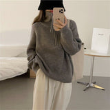 Autumn And Winter Pit Half Zipper Sweater Female Design Collar Soft Languid Lazy Outside Wearing Knitted Shirt Top