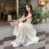 Gentle Wind Small A Word Long Dress Summer 2025 New French Fairy Little White Dress Hanging Dress