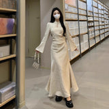 Large-Size French Cheongsam Dress Women's Autumn Hepburne Small Black Dress Fat Mm Waist Hanging Feeling Skirt