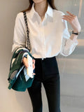 Uniform Shirt Base Long-Sleeved White Shirt Women New Basic Work Clothes With Retro Shirt Woman