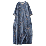 2026 Japan Hanchun Summer New Literary And Art Retro Printing Sleeve Cheongsam Dress Woman