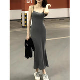 Summer 2026 New Threaded Black Sling Dress Women's Sexy Hot Girls Behind The Mother's Ass Mid-Stool Dress