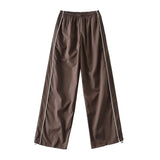 2025 Tight High-Waisted Striped Straight Sweater Women's Autumn Loose Thin Drawstring Tungs Wide Leg Sleet Sleet Sleet Sleet
