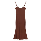 Lightly Familiar Wind Sister Tight Solid Color Sling Dress Women Autumn New Slimmed-Buty-Bum Fishtail Long Dress